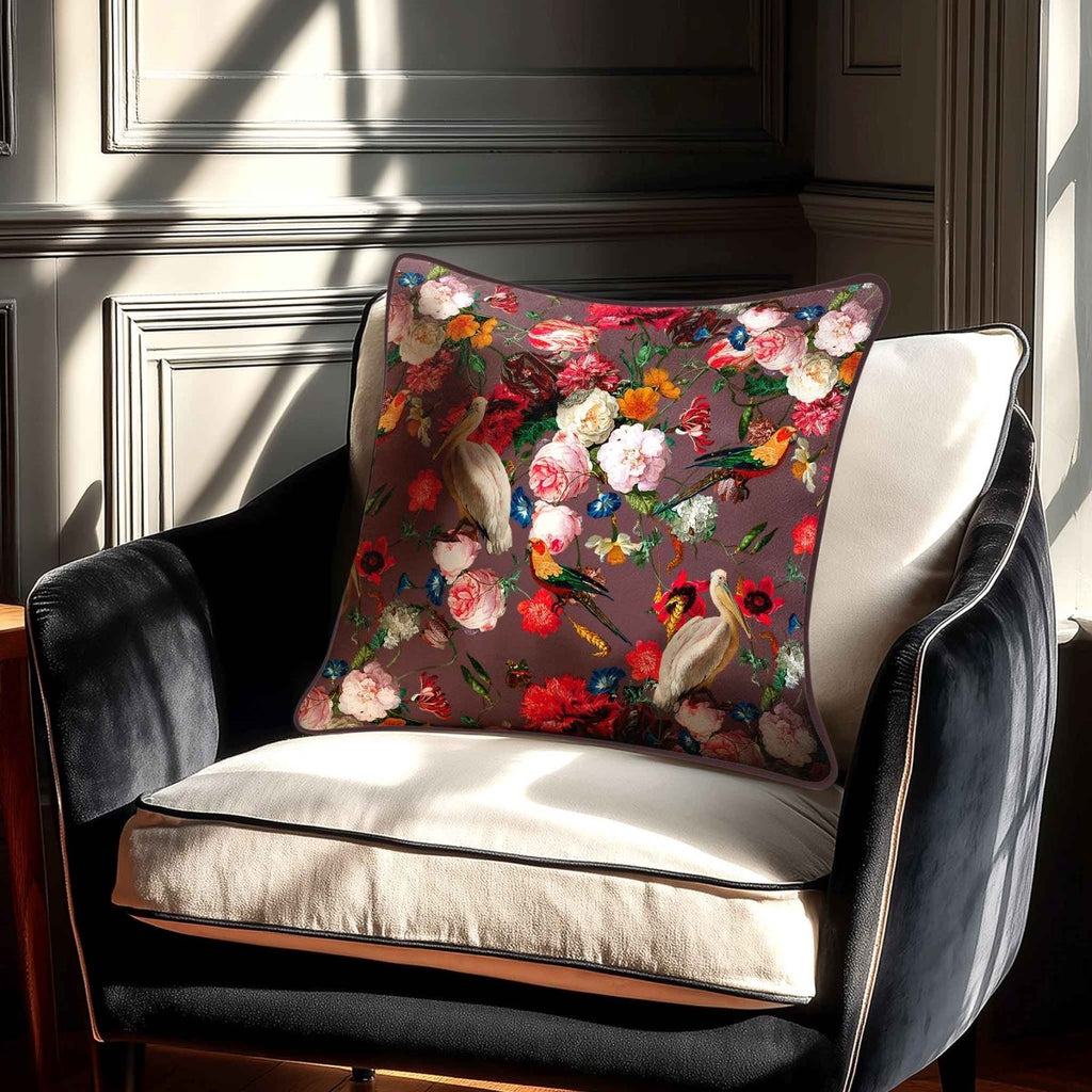 Peruvian Paradise | Sustainable Velvet Cushion - Italian Grape 40 x 40 cm Standard by Izabela Peters