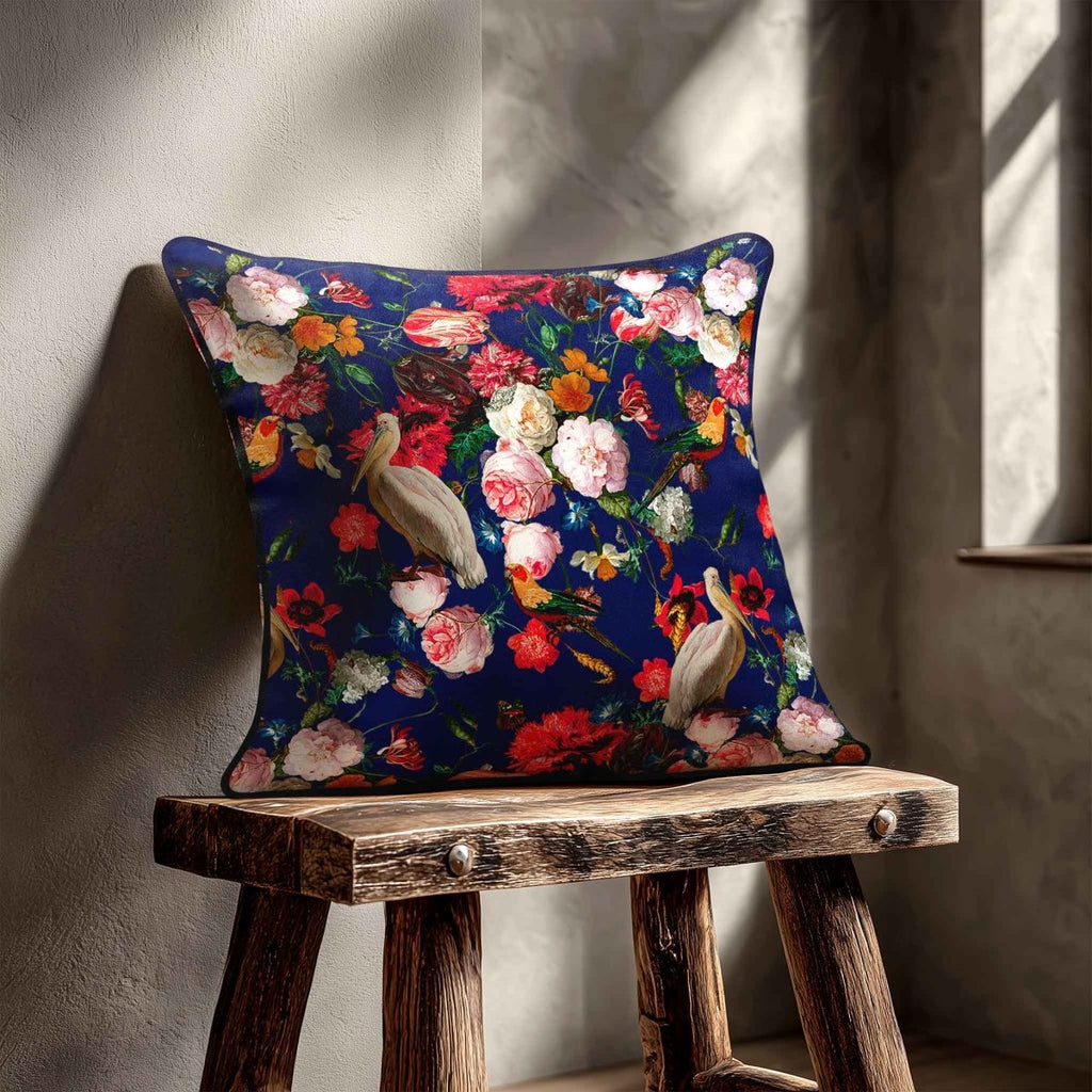 Peruvian Paradise | Sustainable Velvet Cushion - Midnight 40 x 40 cm Standard by Izabela Peters