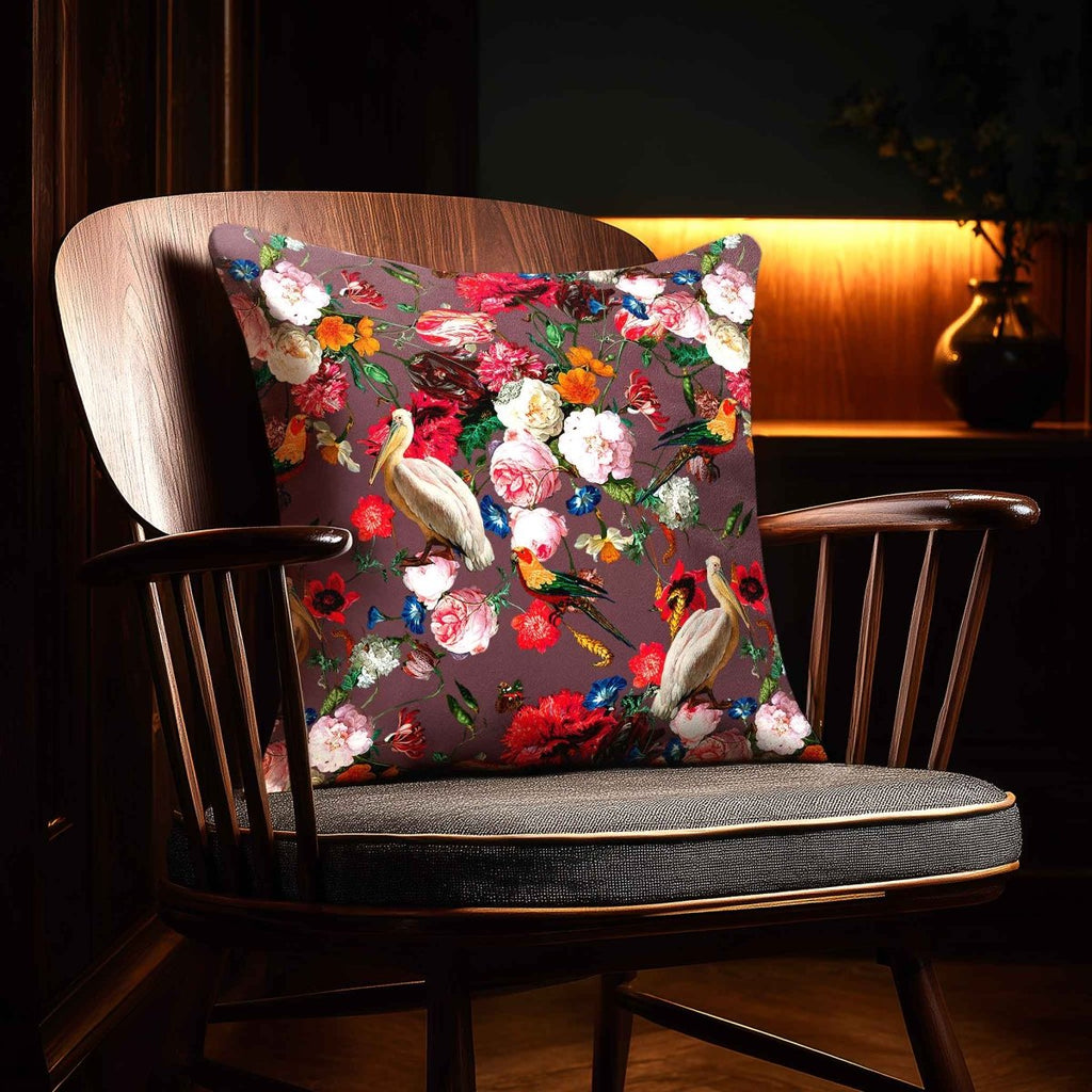 Peruvian Paradise | Sustainable Velvet Cushion - Italian Grape 40 x 40 cm Standard by Izabela Peters