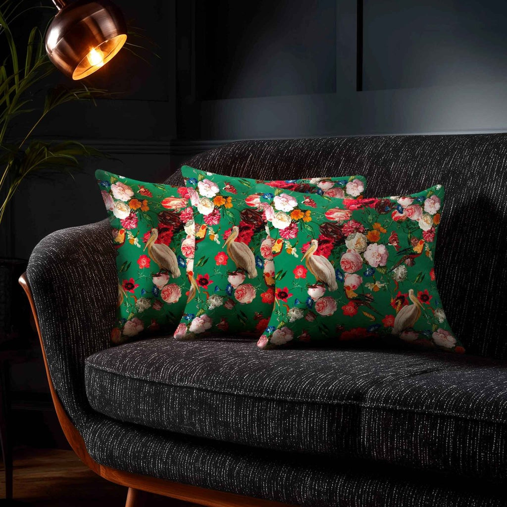 Peruvian Paradise | Sustainable Velvet Cushion - Emerald Green 40 x 40 cm Standard by Izabela Peters