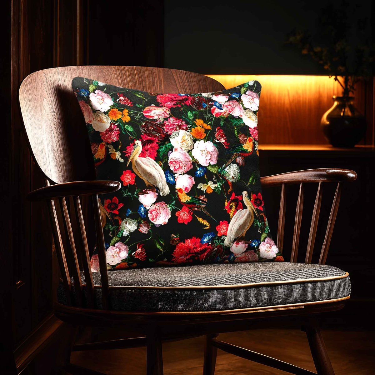 Peruvian Paradise | Sustainable Velvet Cushion - Charcoal 40 x 40 cm Standard by Izabela Peters