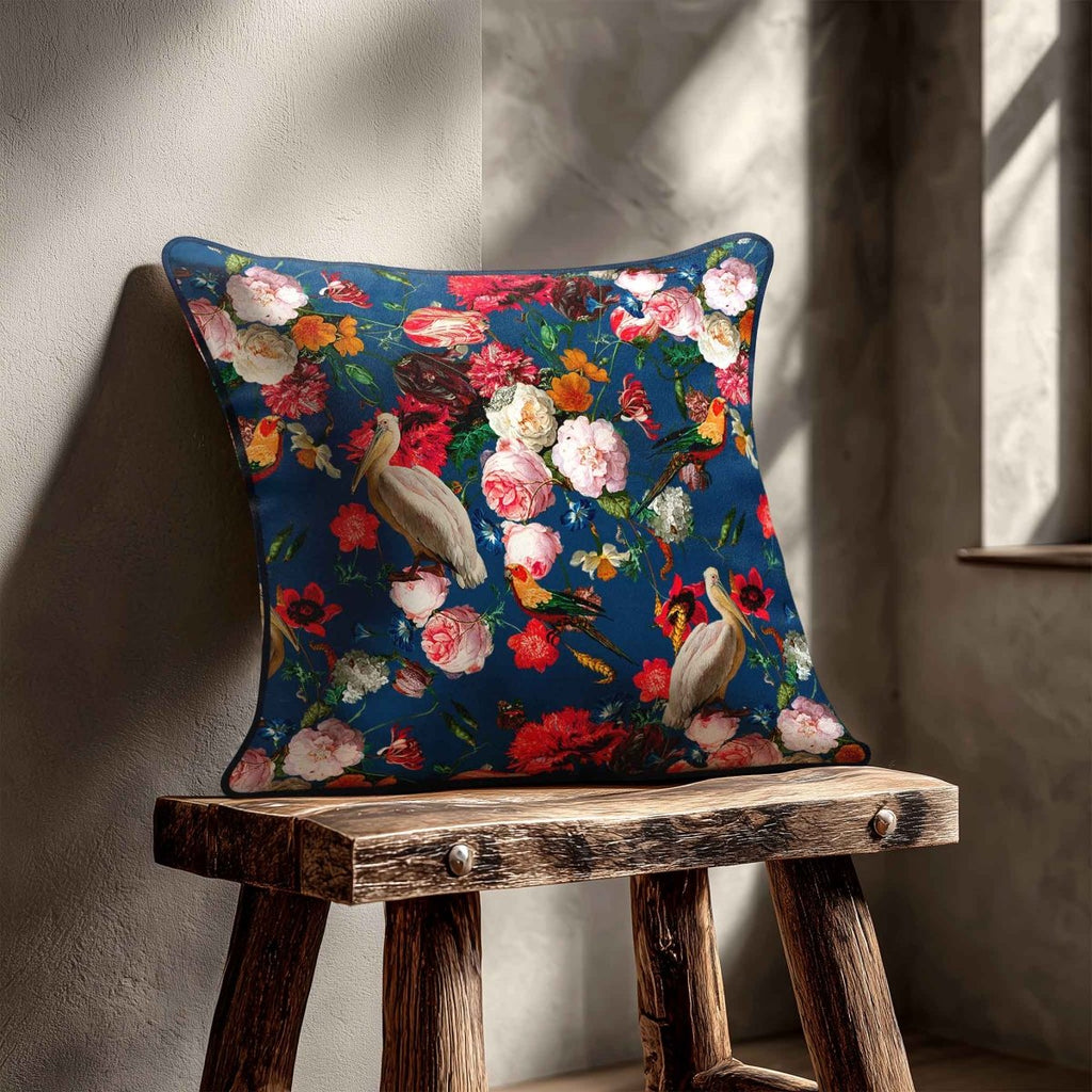 Peruvian Paradise | Sustainable Velvet Cushion - Estate Blue 40 x 40 cm Standard by Izabela Peters
