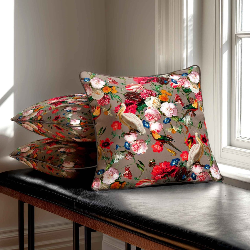 Peruvian Paradise | Sustainable Velvet Cushion - Dovedale Stone 40 x 40 cm Standard by Izabela Peters