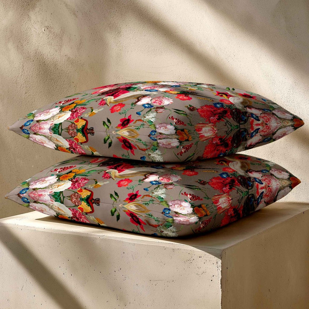 Peruvian Paradise | Sustainable Velvet Cushion - Dovedale Stone 40 x 40 cm Standard by Izabela Peters