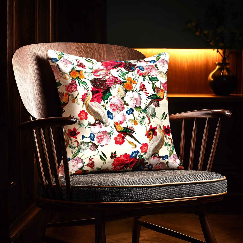 Peruvian Paradise | Sustainable Velvet Cushion - Ivory Cream 40 x 40 cm Standard by Izabela Peters