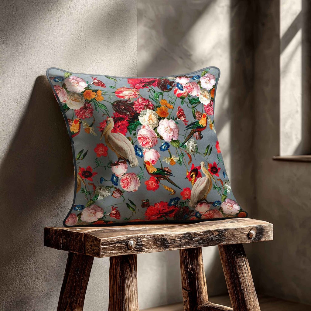 Peruvian Paradise | Sustainable Velvet Cushion - French Grey 40 x 40 cm Standard by Izabela Peters