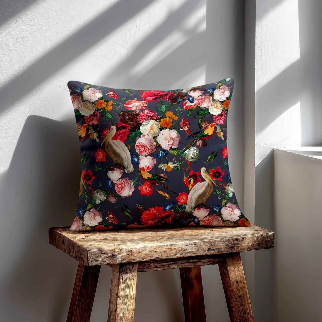 Peruvian Paradise | Sustainable Velvet Cushion - Graphite 40 x 40 cm Standard by Izabela Peters