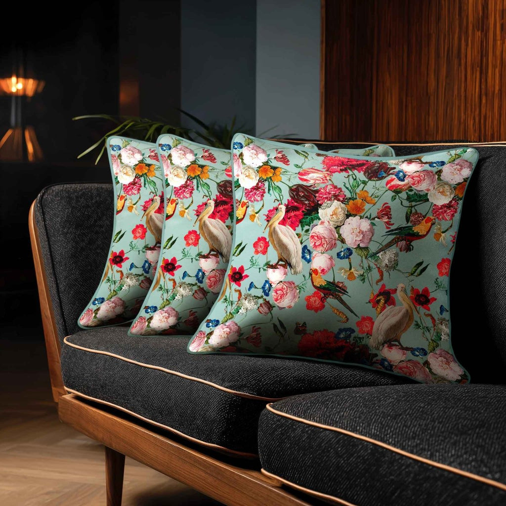 Peruvian Paradise | Sustainable Velvet Cushion - Blue Surf 40 x 40 cm Standard by Izabela Peters