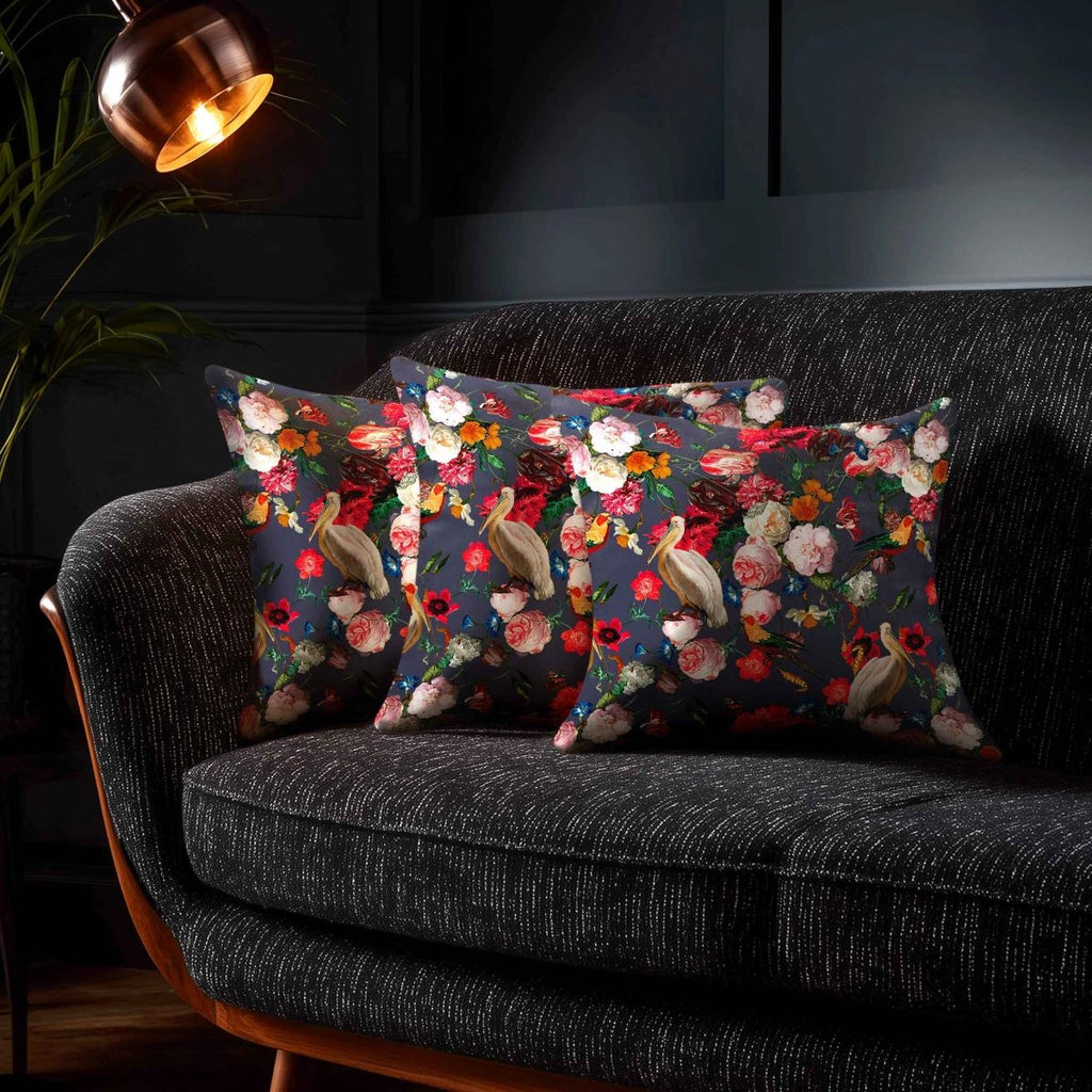 Peruvian Paradise | Sustainable Velvet Cushion - Graphite 40 x 40 cm Standard by Izabela Peters