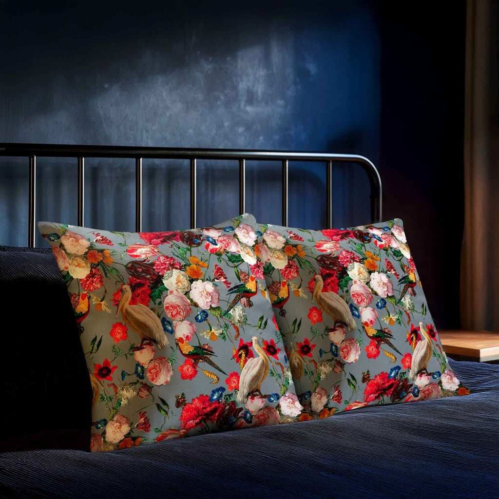 Peruvian Paradise | Sustainable Velvet Cushion - French Grey 40 x 40 cm Standard by Izabela Peters