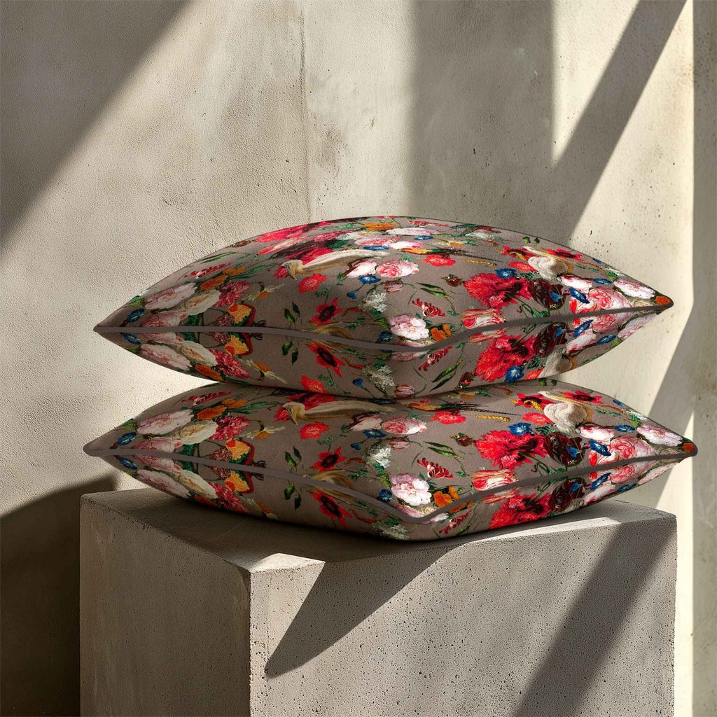 Peruvian Paradise | Sustainable Velvet Cushion - Dovedale Stone 40 x 40 cm Standard by Izabela Peters