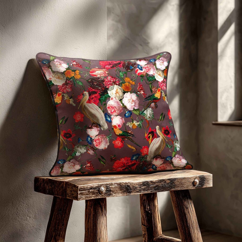 Peruvian Paradise | Sustainable Velvet Cushion - Italian Grape 40 x 40 cm Standard by Izabela Peters