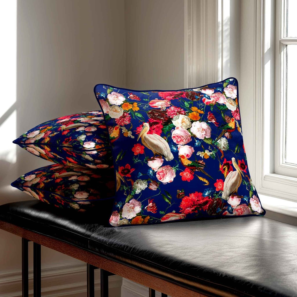 Peruvian Paradise | Sustainable Velvet Cushion - Midnight 40 x 40 cm Standard by Izabela Peters