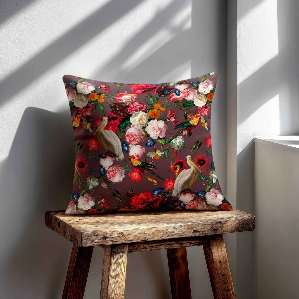 Peruvian Paradise | Sustainable Velvet Cushion - Italian Grape 40 x 40 cm Standard by Izabela Peters
