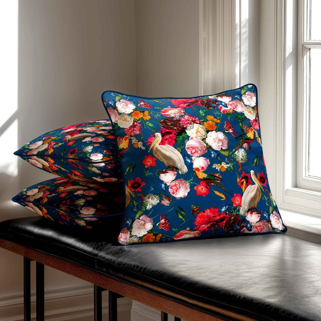 Peruvian Paradise | Sustainable Velvet Cushion - Estate Blue 40 x 40 cm Standard by Izabela Peters