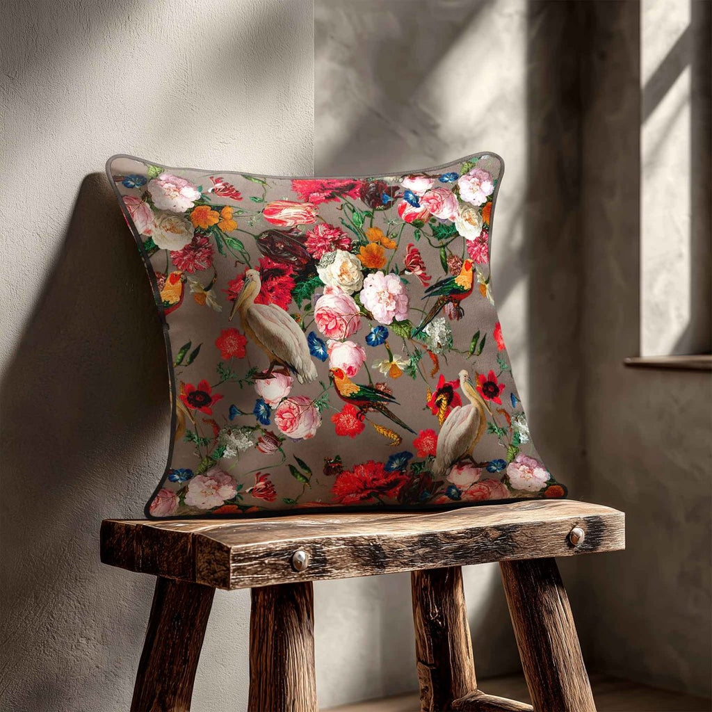 Peruvian Paradise | Sustainable Velvet Cushion - Dovedale Stone 40 x 40 cm Standard by Izabela Peters