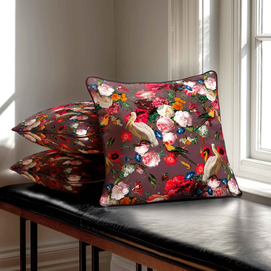 Peruvian Paradise | Sustainable Velvet Cushion - Italian Grape 40 x 40 cm Standard by Izabela Peters