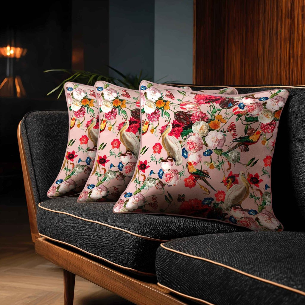 Peruvian Paradise | Sustainable Velvet Cushion - Rosewater 40 x 40 cm Standard by Izabela Peters