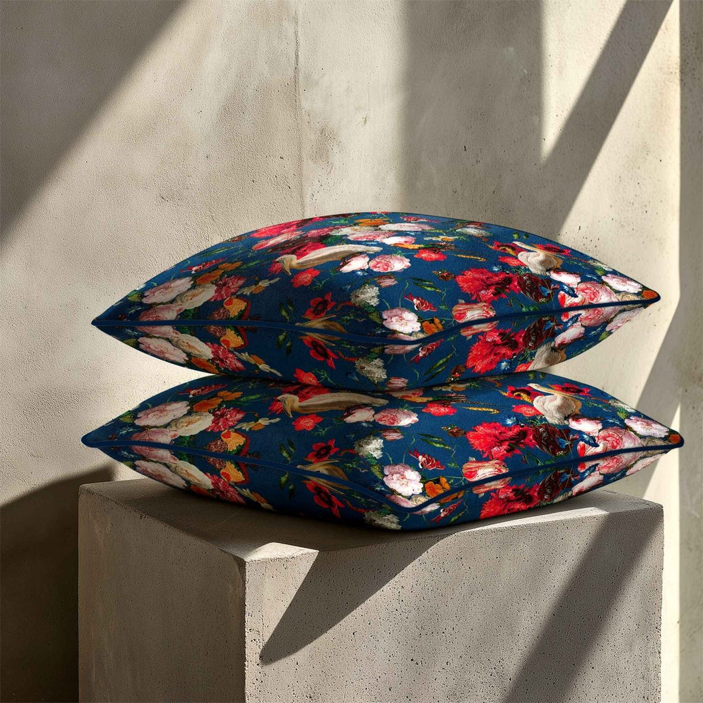 Peruvian Paradise | Sustainable Velvet Cushion - Estate Blue 40 x 40 cm Standard by Izabela Peters