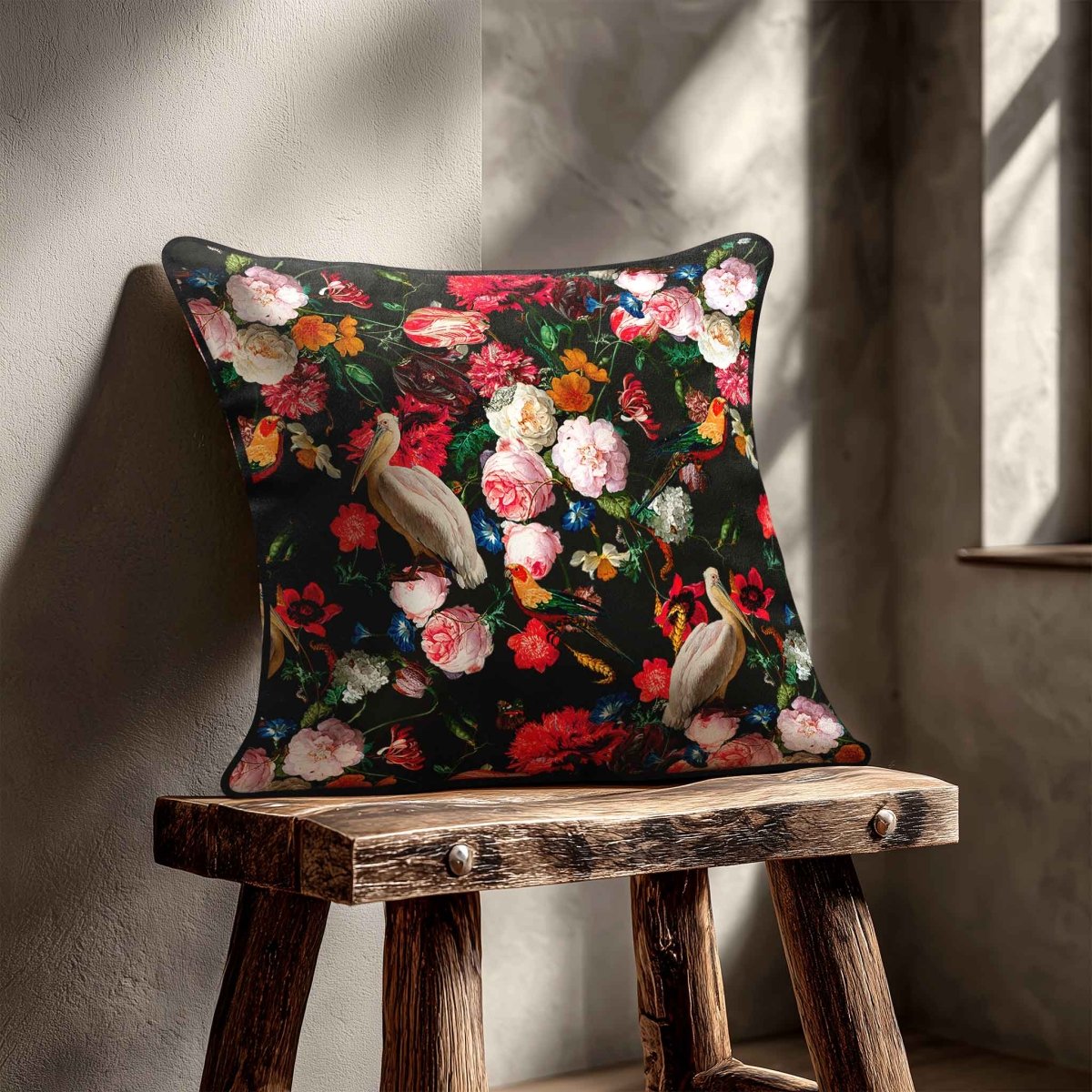 Peruvian Paradise | Sustainable Velvet Cushion - Charcoal 40 x 40 cm Standard by Izabela Peters
