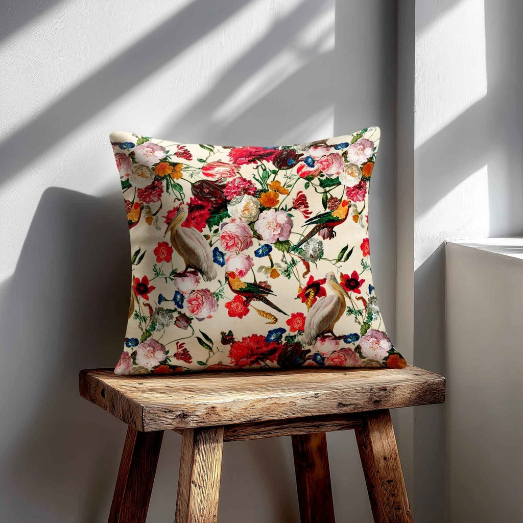 Peruvian Paradise | Sustainable Velvet Cushion - Ivory Cream 40 x 40 cm Standard by Izabela Peters