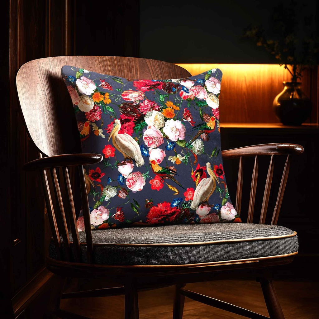 Peruvian Paradise | Sustainable Velvet Cushion - Graphite 40 x 40 cm Standard by Izabela Peters