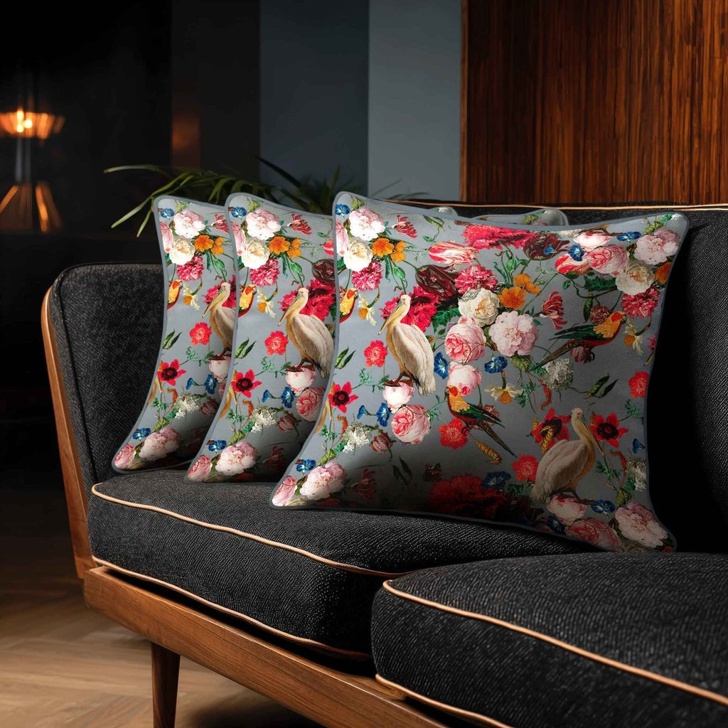 Peruvian Paradise | Sustainable Velvet Cushion - French Grey 40 x 40 cm Standard by Izabela Peters