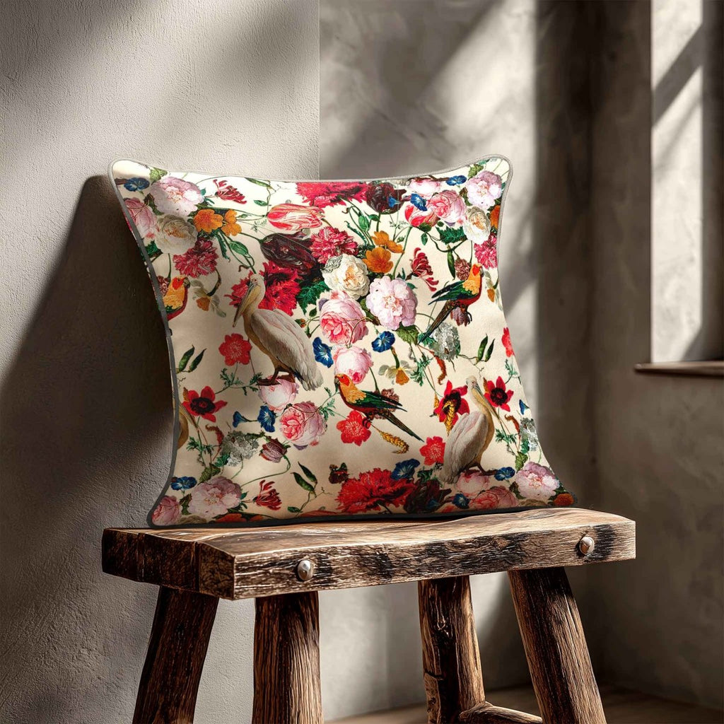 Peruvian Paradise | Sustainable Velvet Cushion - Ivory Cream 40 x 40 cm Standard by Izabela Peters