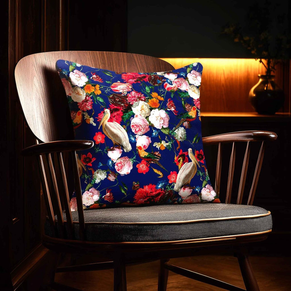 Peruvian Paradise | Sustainable Velvet Cushion - Midnight 40 x 40 cm Standard by Izabela Peters