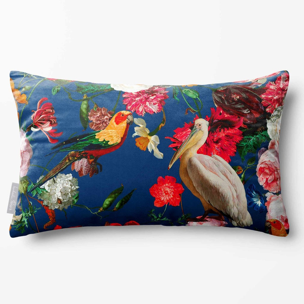 Peruvian Paradise | Sustainable Velvet Rectangle Cushion - Estate Blue 50 x 30 cm Standard by Izabela Peters