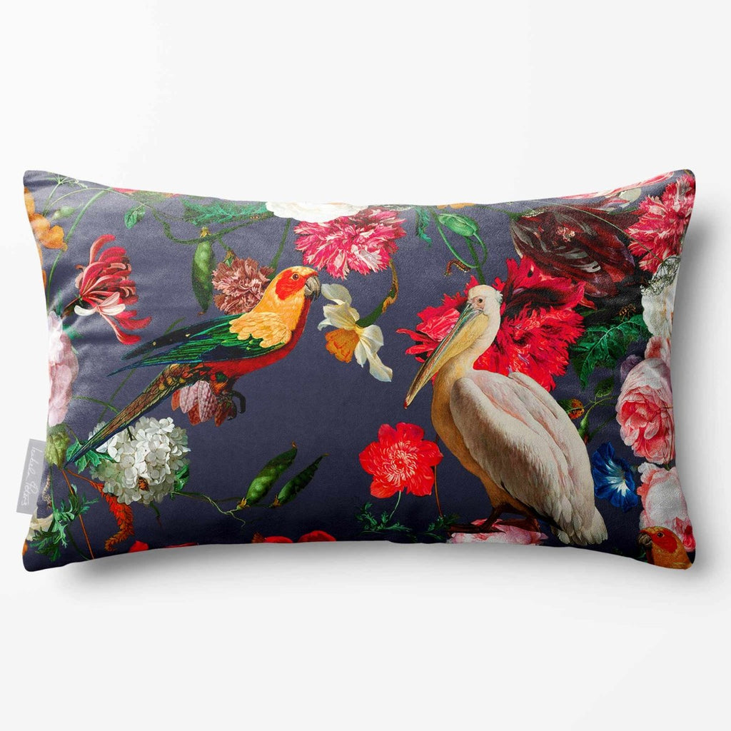 Peruvian Paradise | Sustainable Velvet Rectangle Cushion - Graphite 50 x 30 cm Standard by Izabela Peters