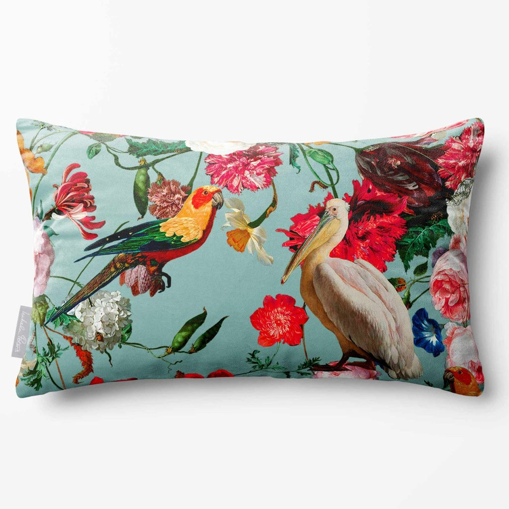 Peruvian Paradise | Sustainable Velvet Rectangle Cushion - Blue Surf 50 x 30 cm Standard by Izabela Peters
