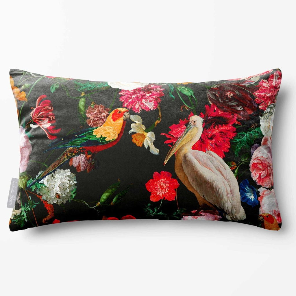 Peruvian Paradise | Sustainable Velvet Rectangle Cushion - Charcoal 50 x 30 cm Standard by Izabela Peters