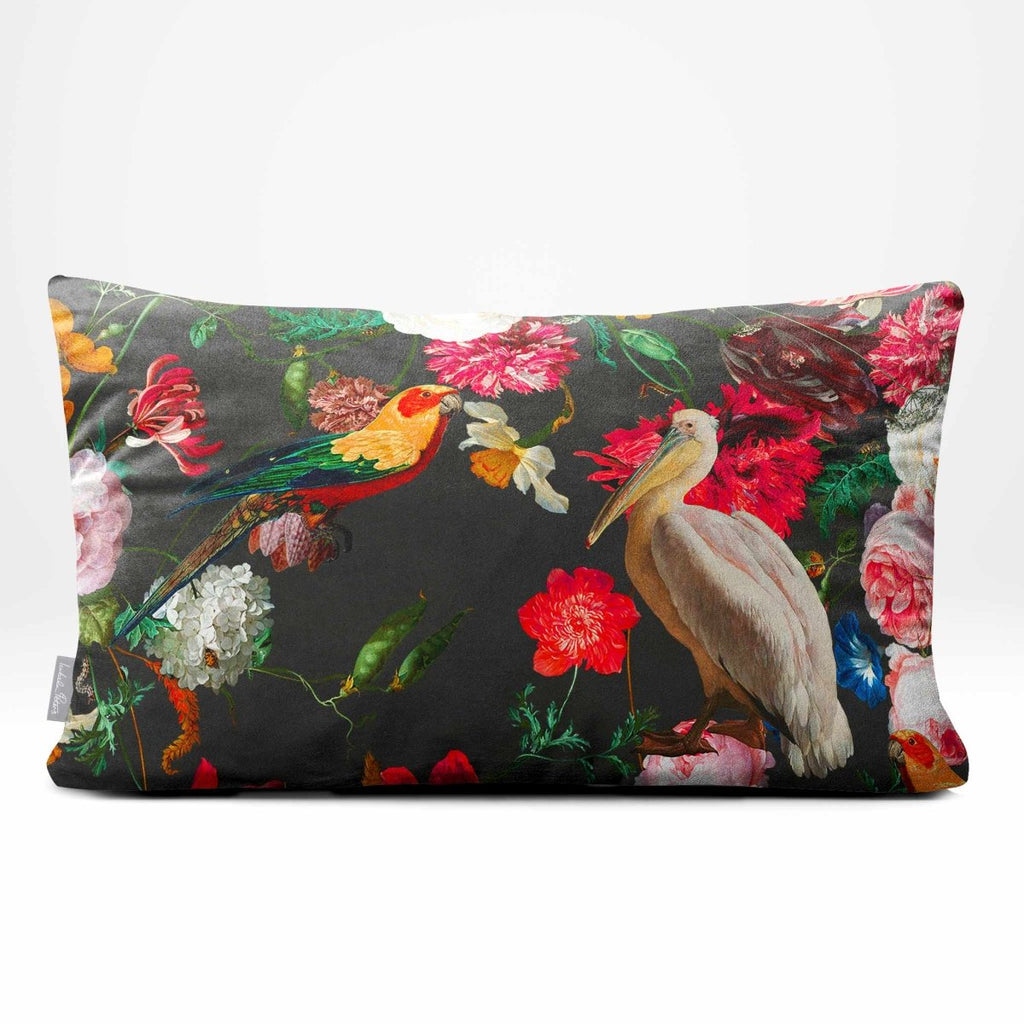 Peruvian Paradise | Sustainable Velvet Rectangle Cushion - Charcoal 50 x 30 cm Smooth by Izabela Peters