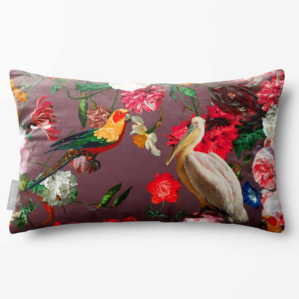 Peruvian Paradise | Sustainable Velvet Rectangle Cushion - Italian Grape 50 x 30 cm Standard by Izabela Peters