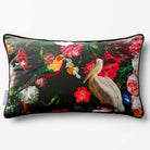 Peruvian Paradise | Sustainable Velvet Rectangle Cushion - Charcoal 50 x 30 cm Piped by Izabela Peters