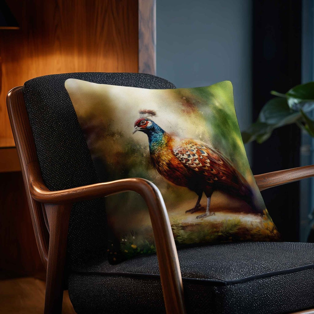 Pheasant | Sustainable Velvet Cushion - 40 x 40 cm Piped by Izabela Peters