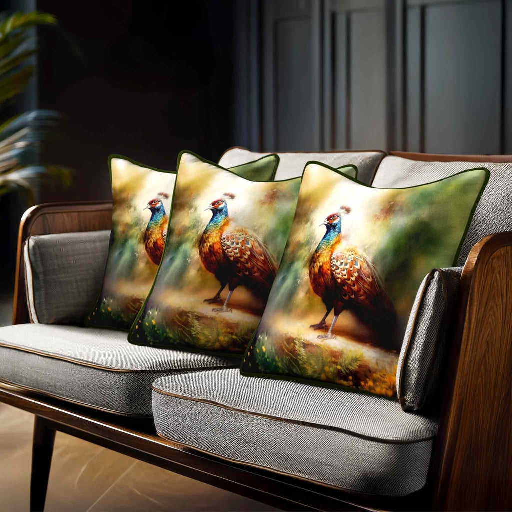 Pheasant | Sustainable Velvet Cushion - 40 x 40 cm Standard by Izabela Peters