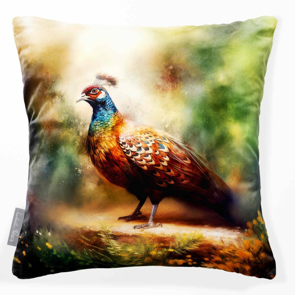 Pheasant | Sustainable Velvet Cushion - 40 x 40 cm Standard by Izabela Peters