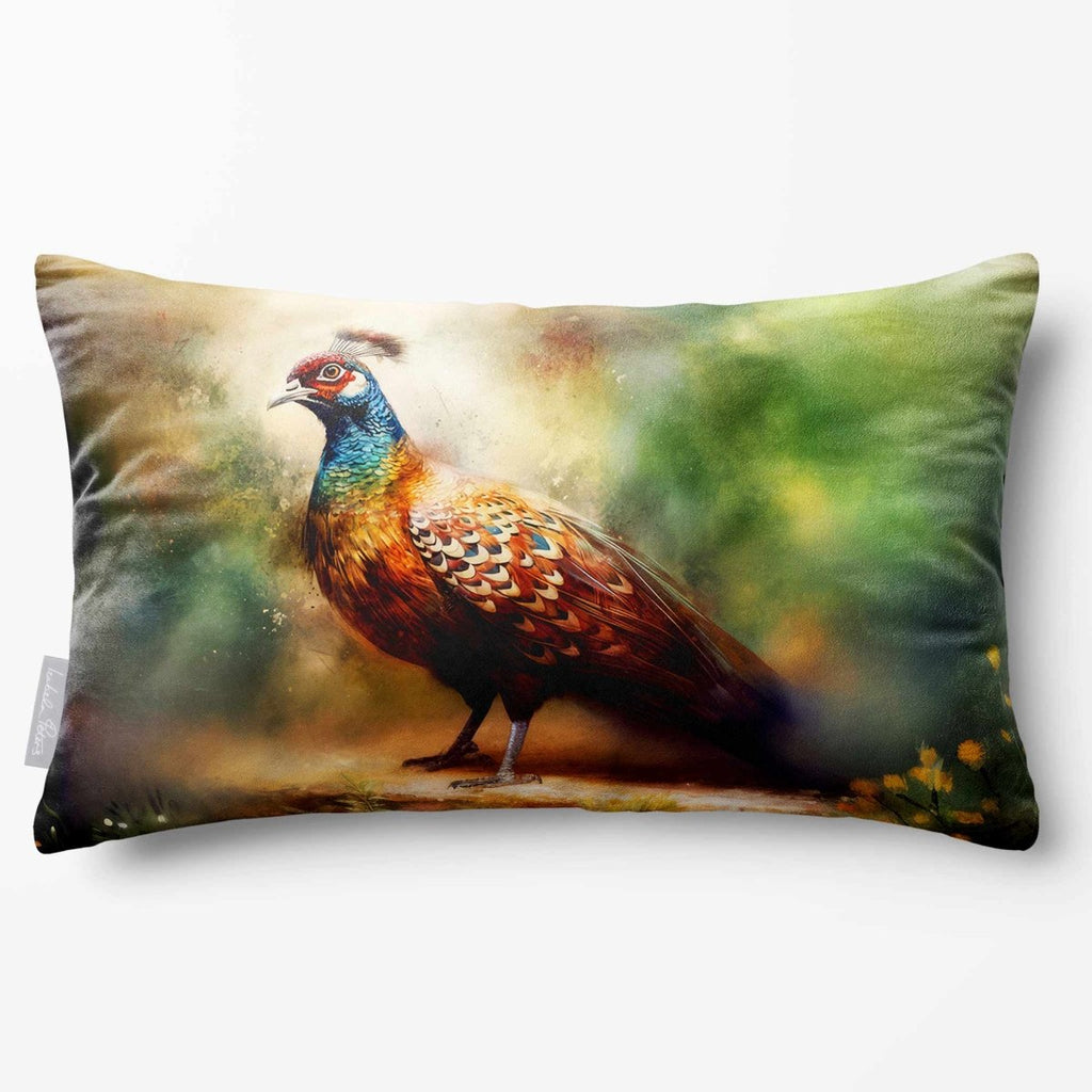 Pheasant | Sustainable Velvet Rectangle Cushion - 50 x 30 cm Standard by Izabela Peters