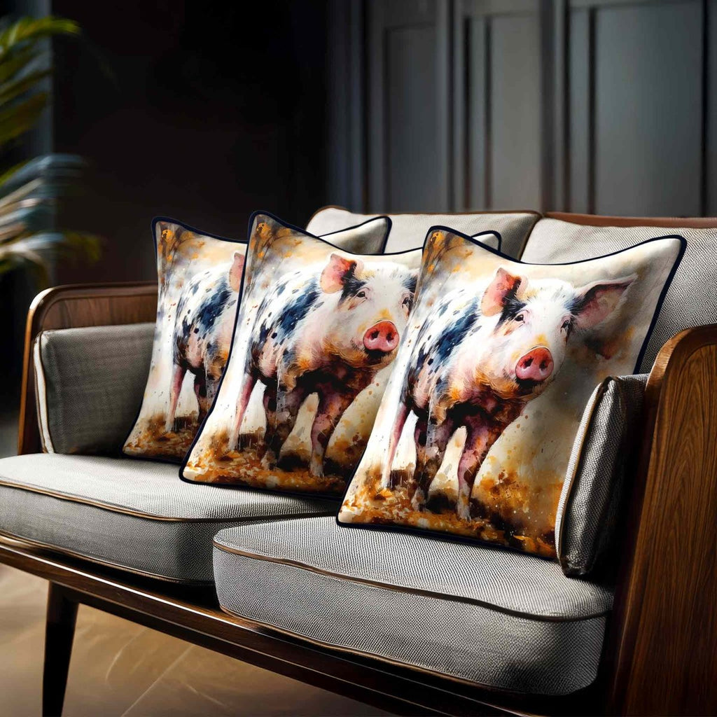 Pig | Sustainable Velvet Cushion - 40 x 40 cm Standard by Izabela Peters