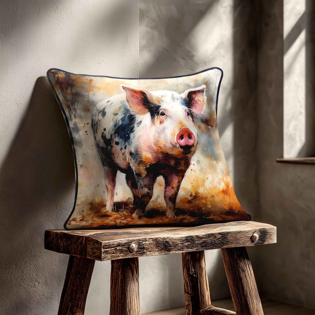 Pig | Sustainable Velvet Cushion - 40 x 40 cm Standard by Izabela Peters