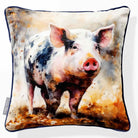 Pig | Sustainable Velvet Cushion - 40 x 40 cm Piped by Izabela Peters