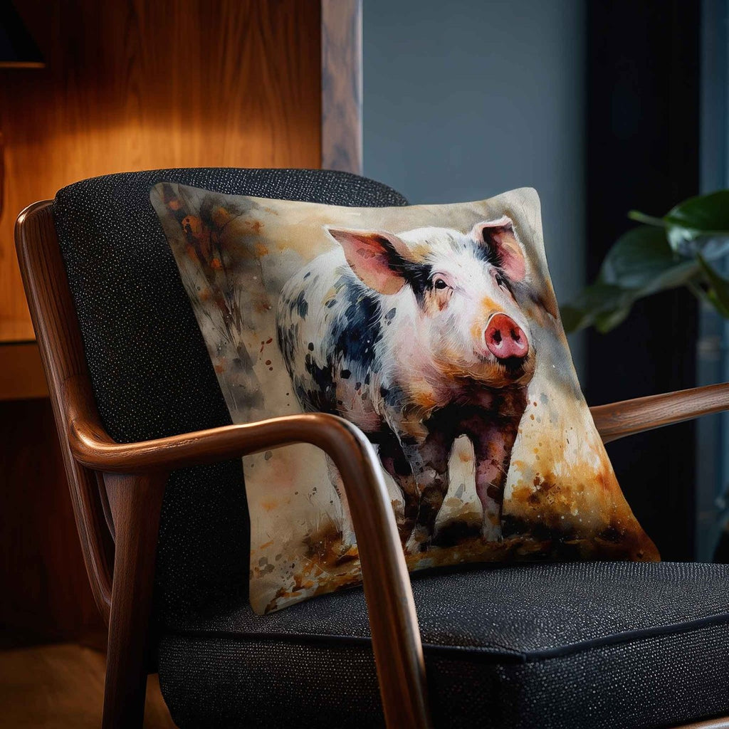 Pig | Sustainable Velvet Cushion - 40 x 40 cm Piped by Izabela Peters