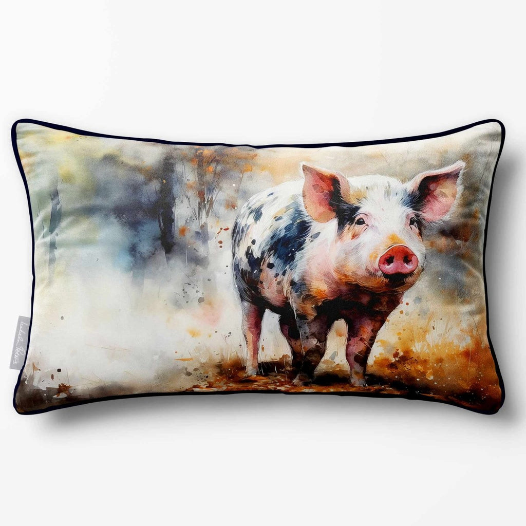 Pig | Sustainable Velvet Rectangle Cushion - 50 x 30 cm Piped by Izabela Peters