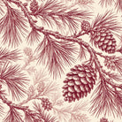 Pine Bough Christmas napkin print in burgundy on ivory