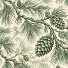 Pine Bough Christmas napkin print in green on ivory