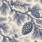 Pine Bough Christmas napkin print in navy on ivory