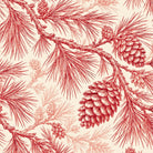 Pine Bough Christmas napkin print in red on ivory