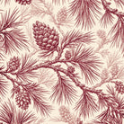 Pine Bough Christmas table runner print in burgundy on ivory